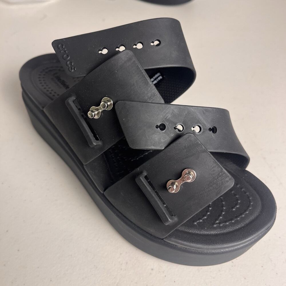 Crocs Brooklyn Low Wedge Platform Sandals Black Womens 6 LiteRide Comfort - Picture 11 of 16